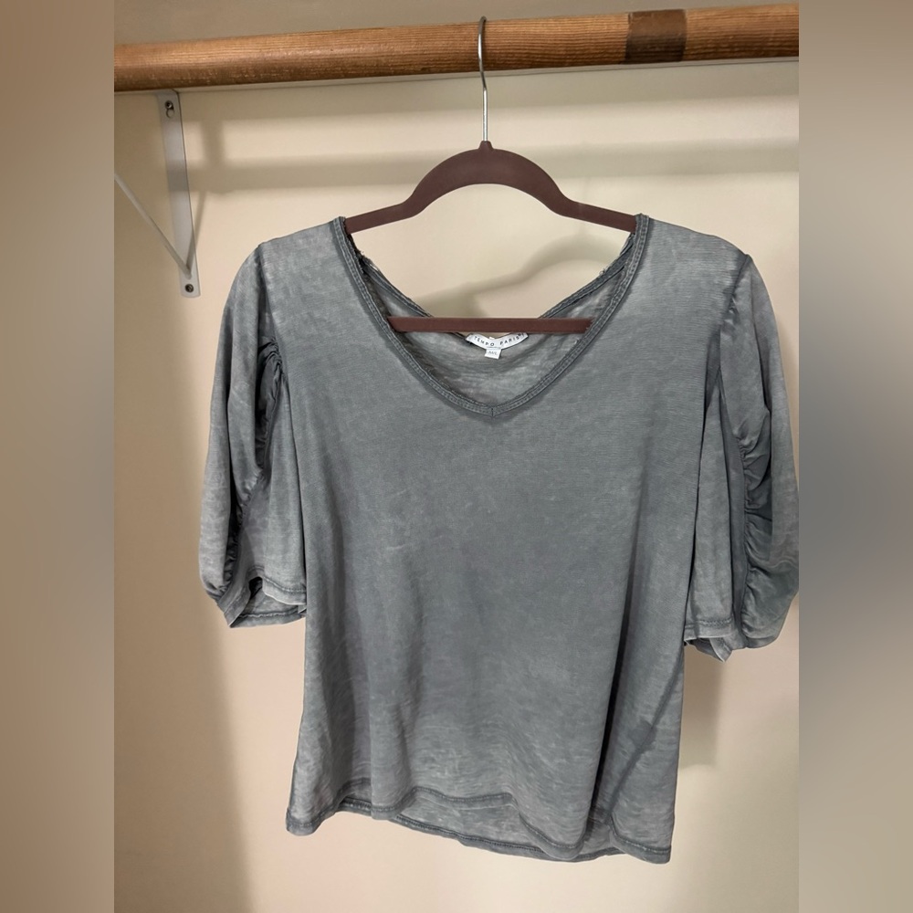 Tempo Paris Gray Relaxed Ruched Blouse